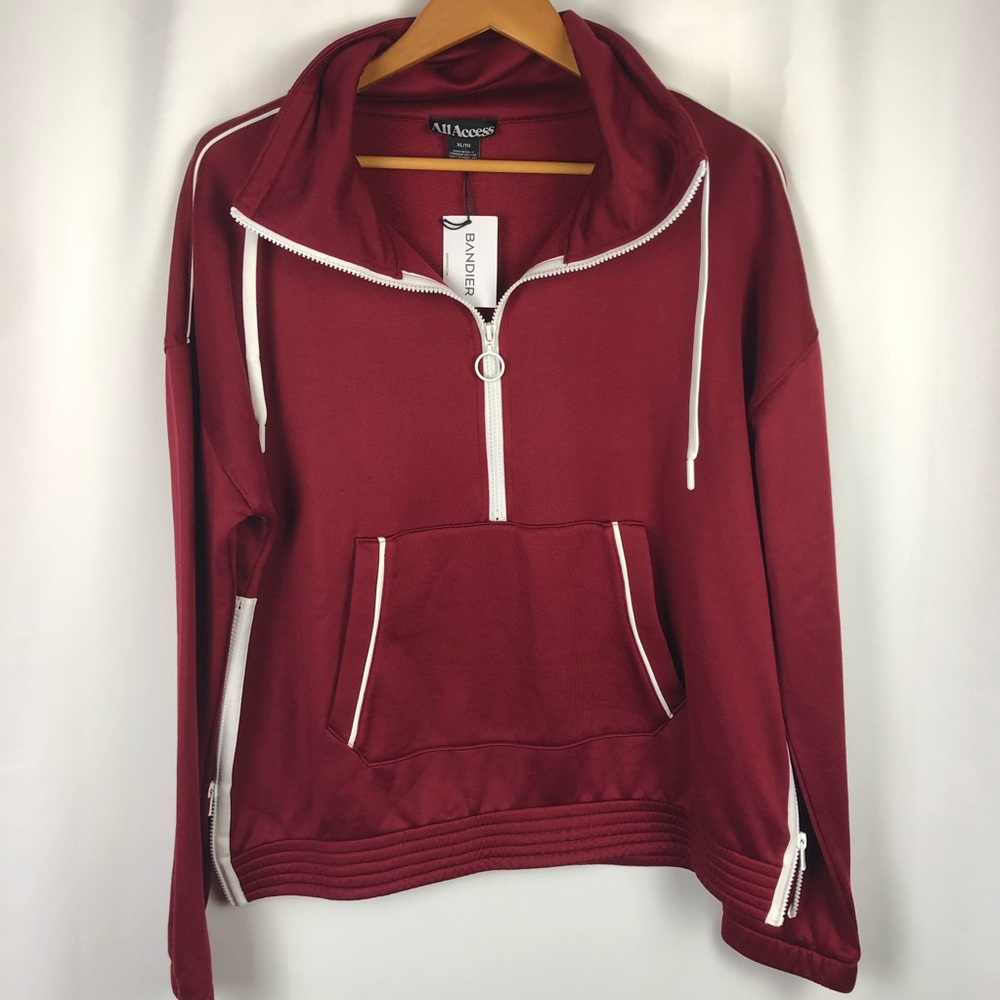 Bandier x All Access Maroon Zip Up Pullover - Size XL